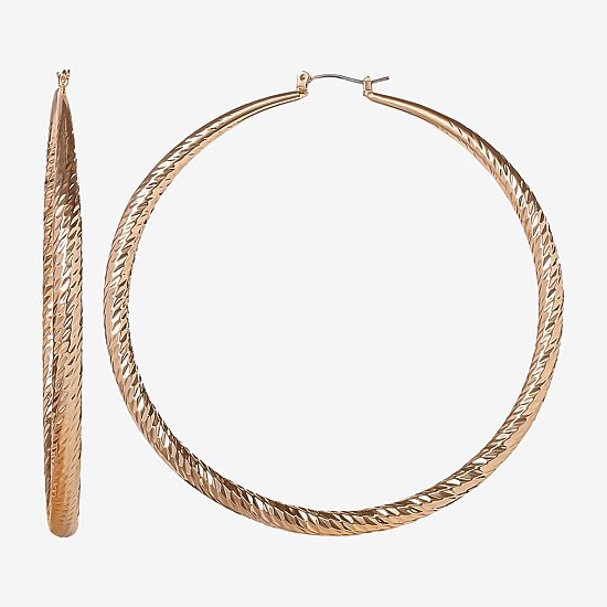 JS Jessica Simpson Gold Tone Womens 79.3mm Hoop Earrings