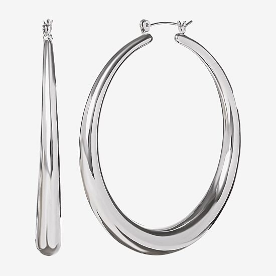 JS Jessica Simpson Silver Tone Womens 64.9mm Hoop Earrings