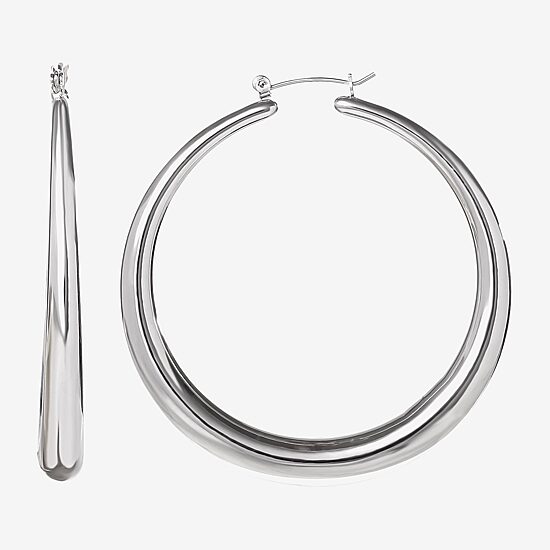 JS Jessica Simpson Silver Tone Womens 64.9mm Hoop Earrings