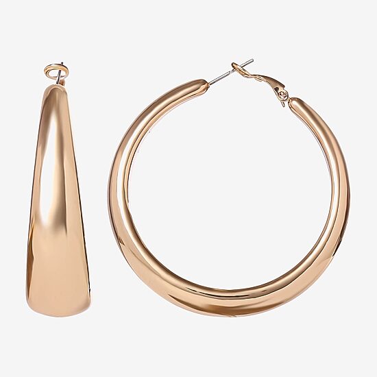 JS Jessica Simpson Gold Tone Womens 53.3mm Hoop Earrings