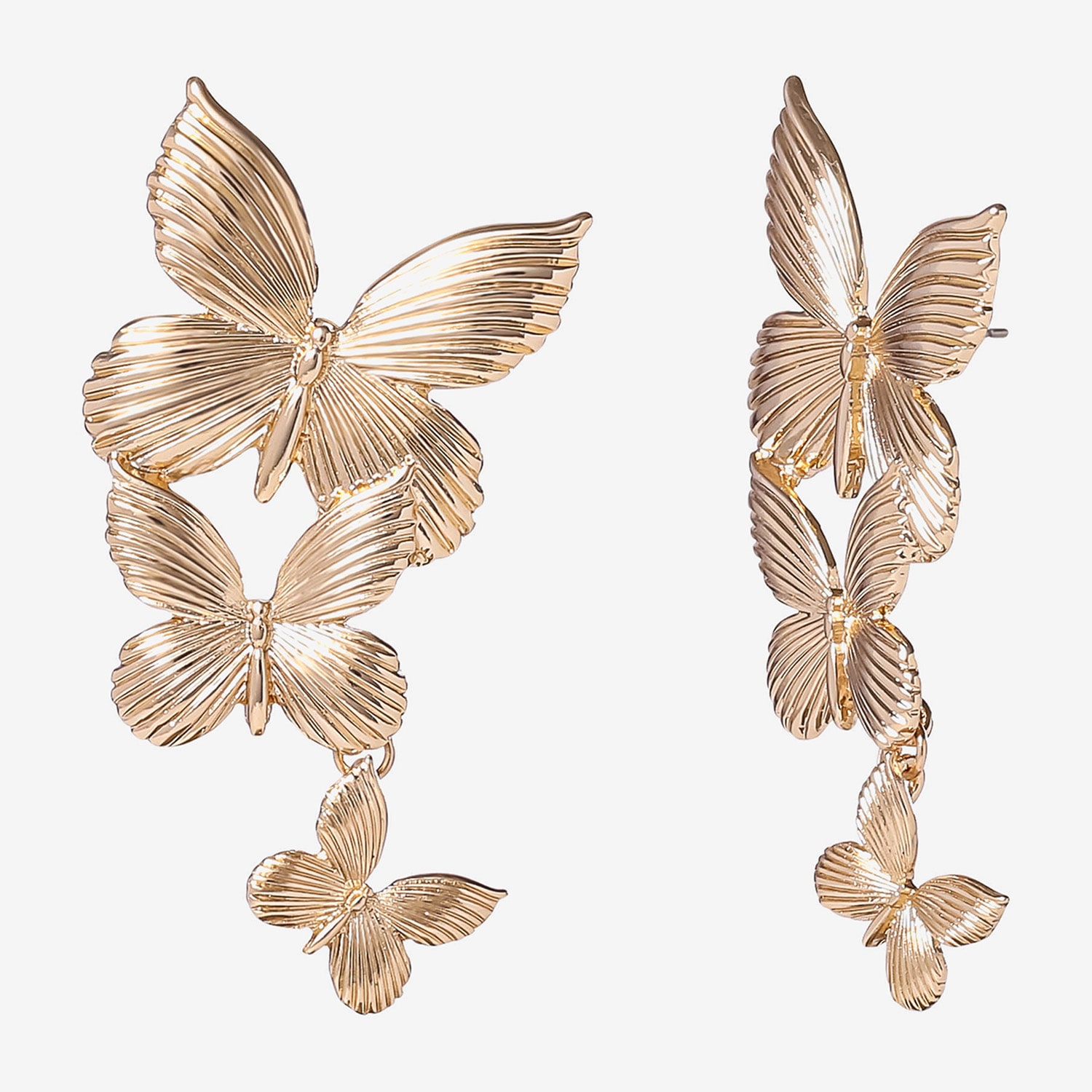JS Jessica Simpson Gold Tone Womens Butterfly Drop Earrings