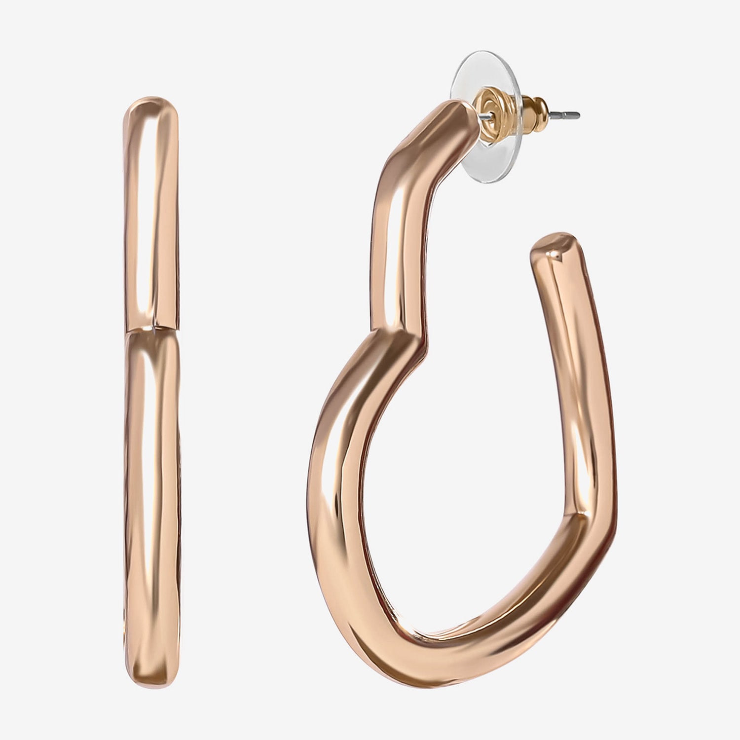 JS Jessica Simpson Gold Tone Womens 42mm Heart Hoop Earrings