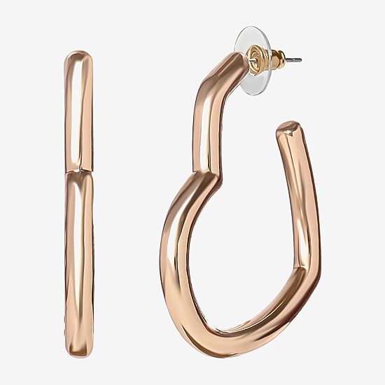 JS Jessica Simpson Gold Tone Womens 42mm Heart Hoop Earrings