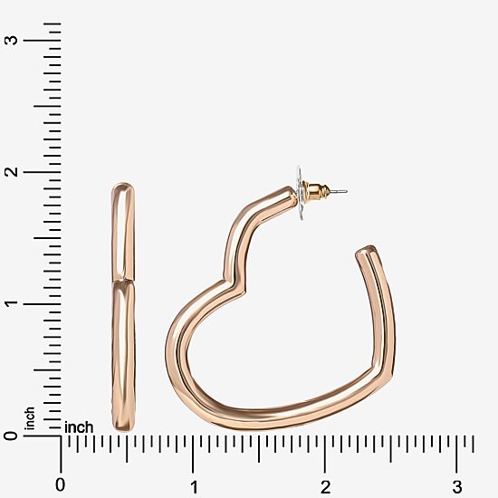 JS Jessica Simpson Gold Tone Womens 42mm Heart Hoop Earrings