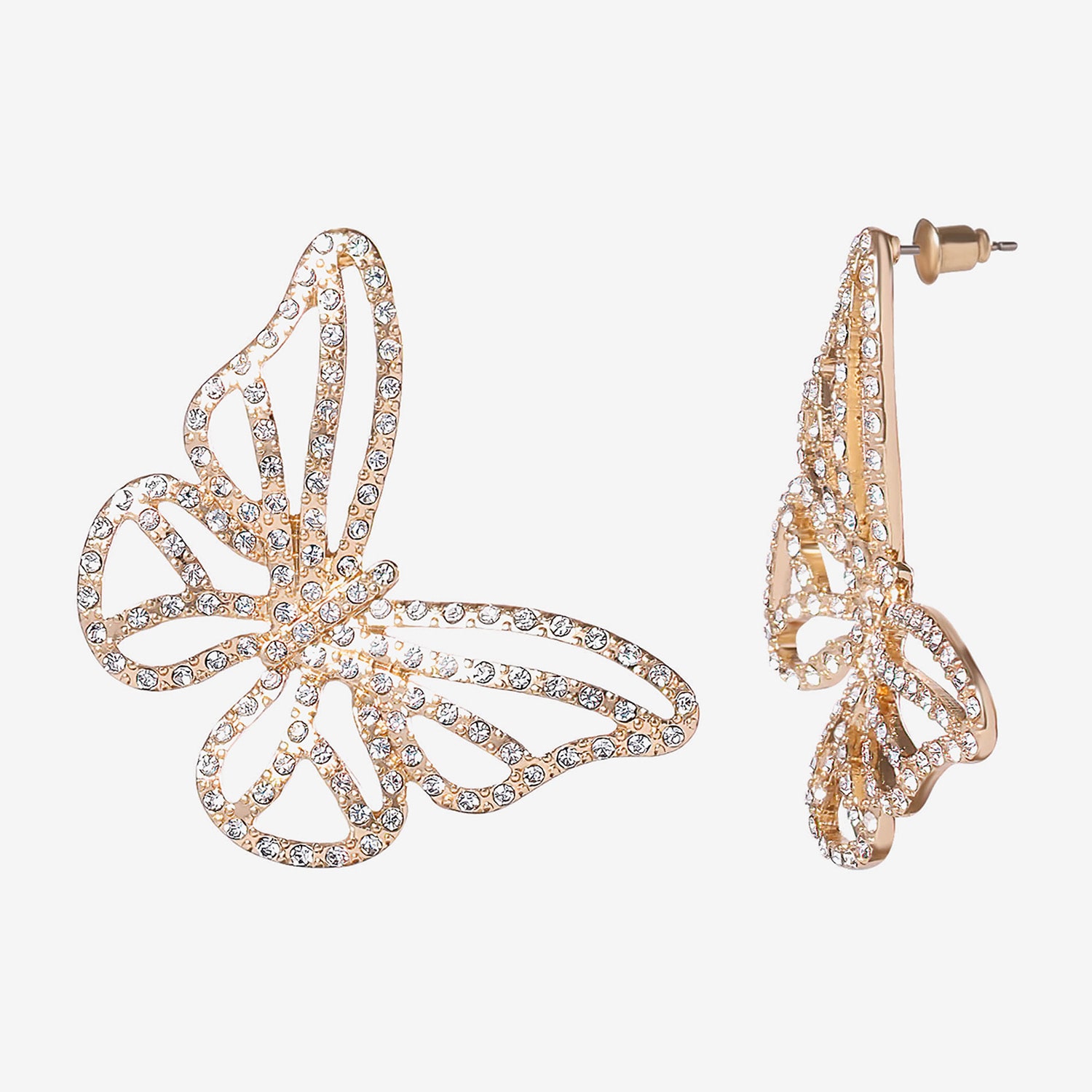 JS Jessica Simpson Gold Tone Womens Glass Butterfly Drop Earrings