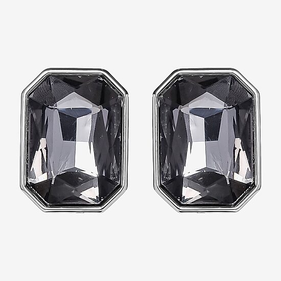 JS Jessica Simpson Silver Tone Womens Black Glass Drop Earrings