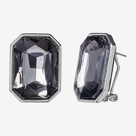 JS Jessica Simpson Silver Tone Womens Black Glass Drop Earrings