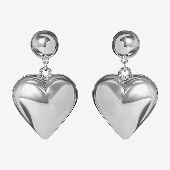 JS Jessica Simpson Silver Tone Womens Heart Drop Earrings