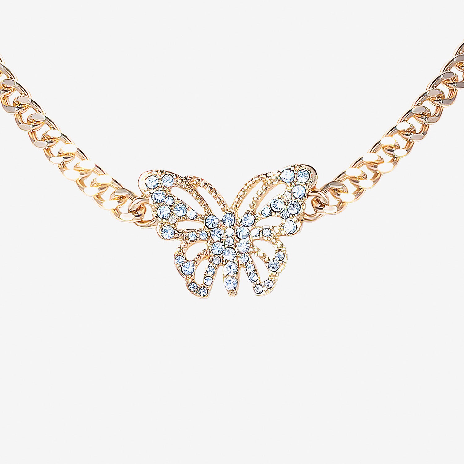 JS Jessica Simpson Gold Tone Womens Glass Alloy Butterfly 13 Inch Pendant Necklace