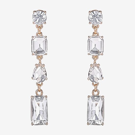 JS Jessica Simpson Gold Tone Womens Glass Drop Earrings