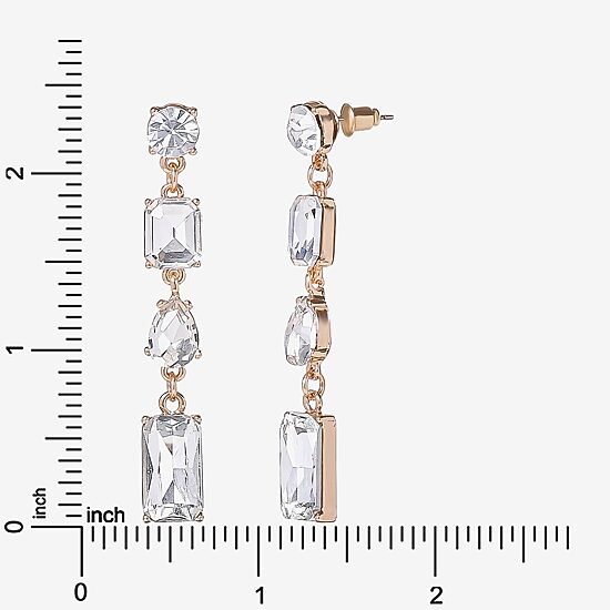 JS Jessica Simpson Gold Tone Womens Glass Drop Earrings