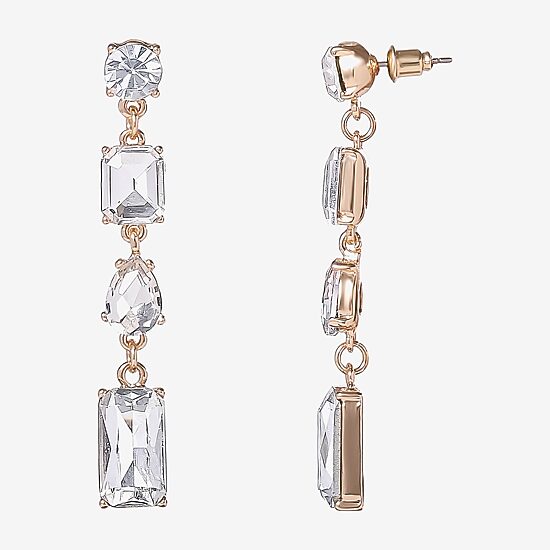 JS Jessica Simpson Gold Tone Womens Glass Drop Earrings