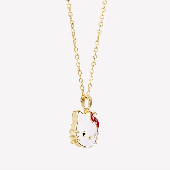 Womens Red Crystal 18K Gold Over Brass Bow 16 Inch Pendant Necklace