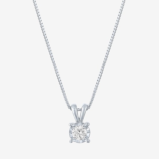 (G-H / I1-I2) Womens 1/5 CT.  Lab Grown White Diamond Sterling Silver Round 18 Inch Pendant Necklace