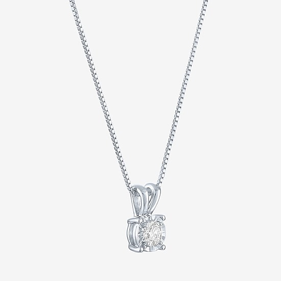(G-H / I1-I2) Womens 1/5 CT.  Lab Grown White Diamond Sterling Silver Round 18 Inch Pendant Necklace