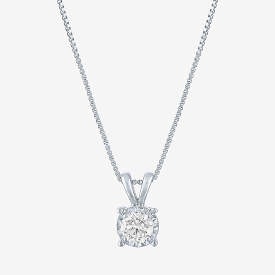 (G-H / I1-I2) Womens 1/3 CT. Lab-Grown Diamond Sterling Silver Round 18 Inch Pendant Necklace