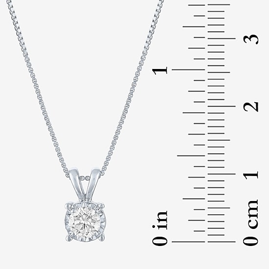 (G-H / I1-I2) Womens 1/3 CT. Lab-Grown Diamond Sterling Silver Round 18 Inch Pendant Necklace