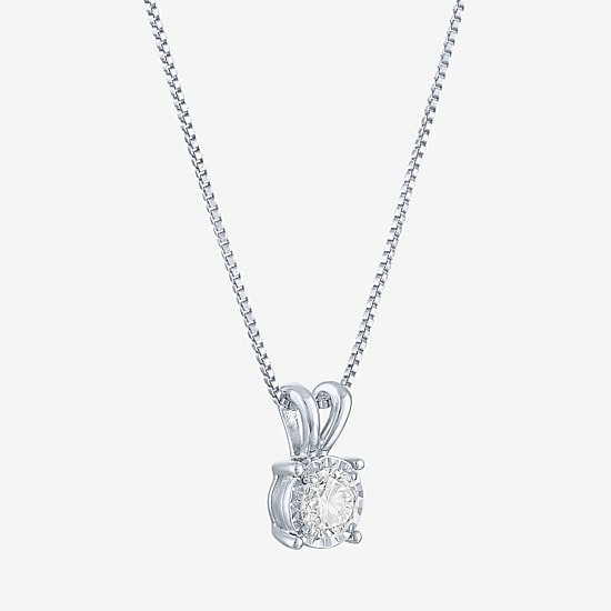 (G-H / I1-I2) Womens 1/3 CT. Lab-Grown Diamond Sterling Silver Round 18 Inch Pendant Necklace