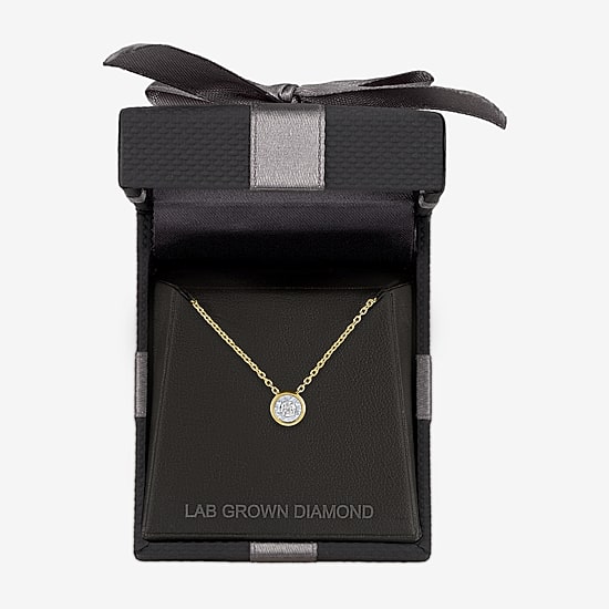 (G-H / I1-I2) Womens 1/10 CT. Lab Grown White Diamond 14K Gold Over Silver Round 16 Inch Pendant Necklace