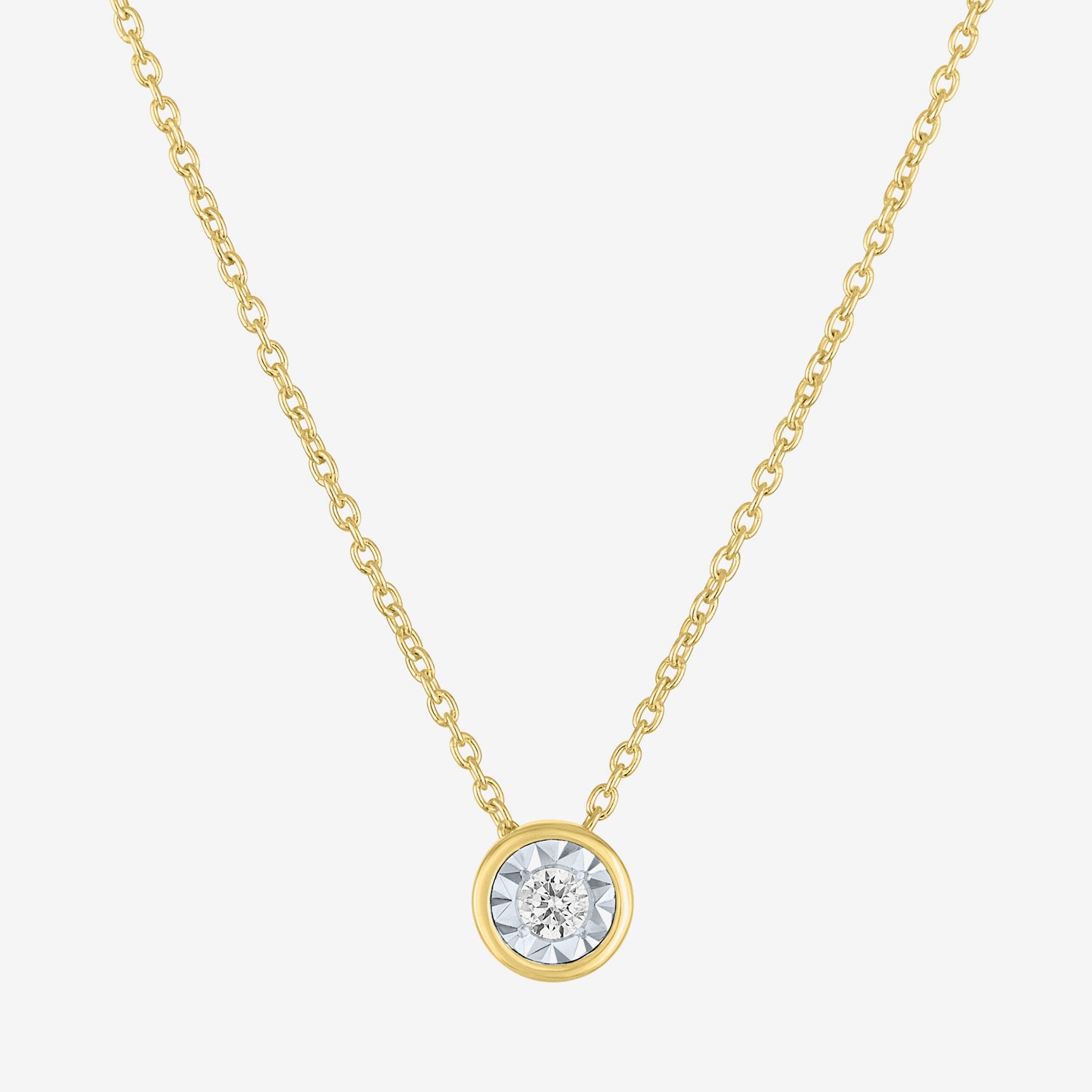 (G-H / I1-I2) Womens 1/10 CT. Lab Grown White Diamond 14K Gold Over Silver Round 16 Inch Pendant Necklace