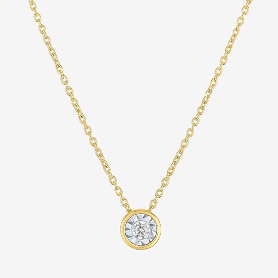 (G-H / I1-I2) Womens 1/10 CT. Lab Grown White Diamond 14K Gold Over Silver Round 16 Inch Pendant Necklace