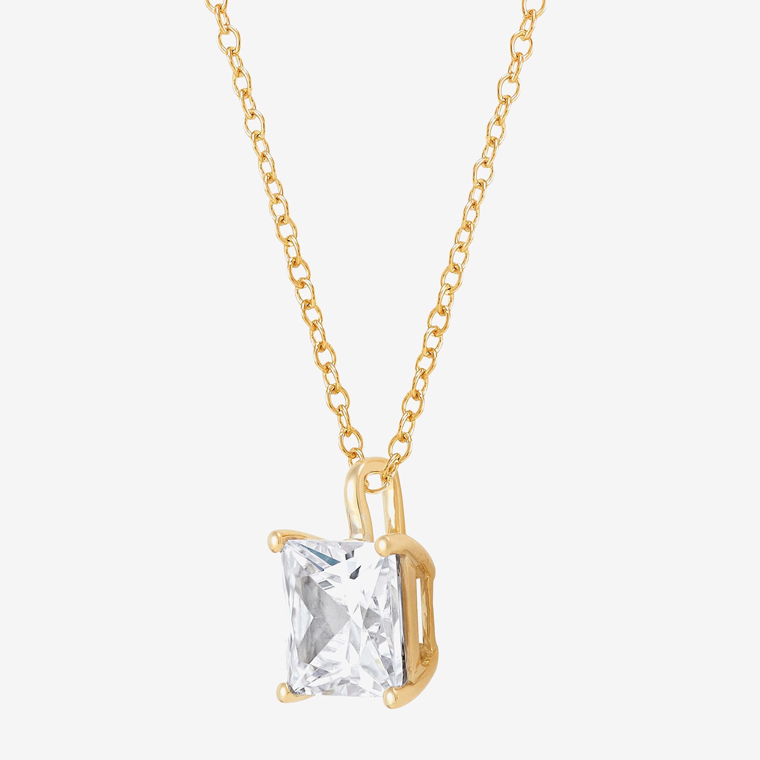 ( H-I/Si1-Si2 ) 2 CT. Lab-Grown Diamond 14K Gold Princess 18 Inch Pendant Necklace