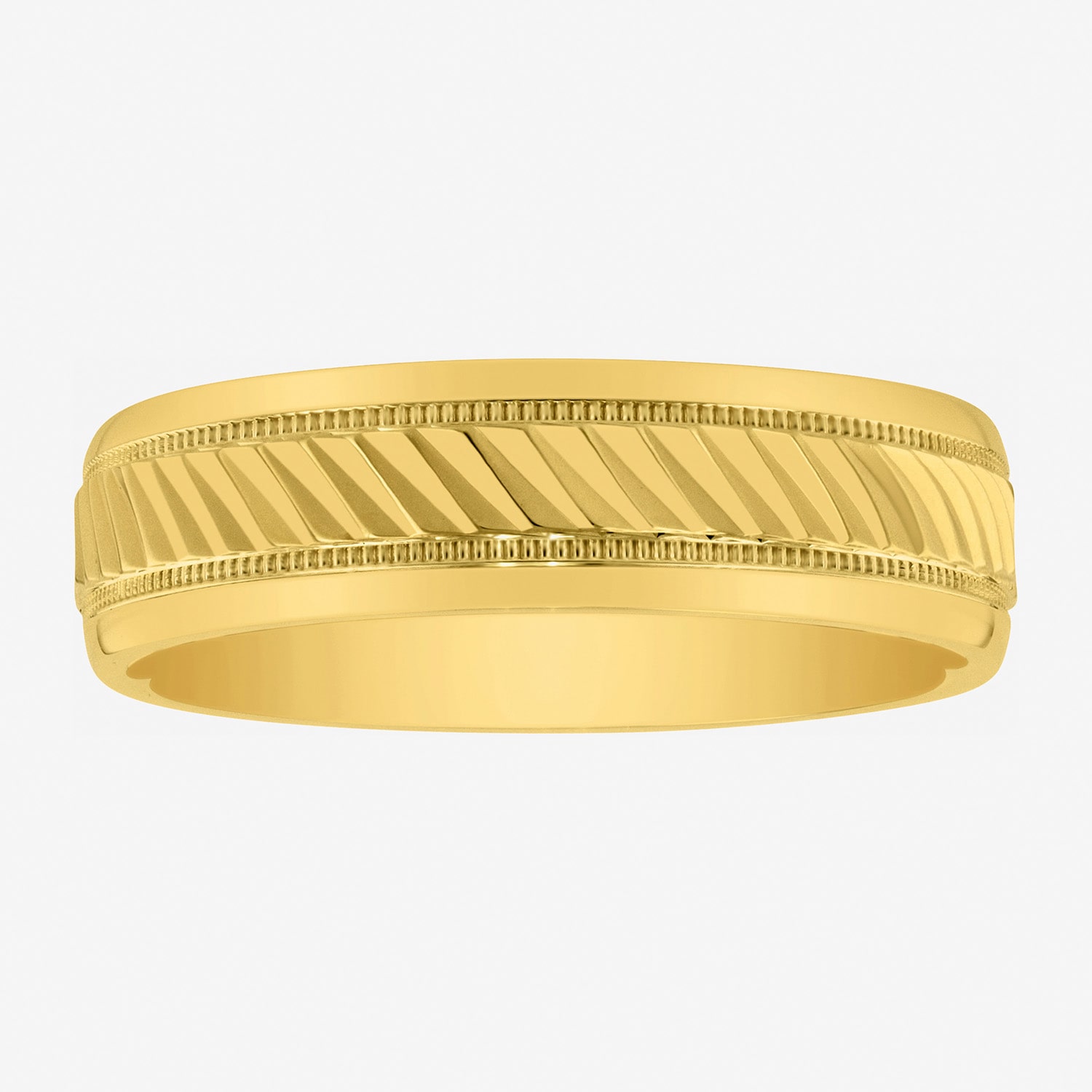 Mens 6MM 14K Gold Over Silver Wedding Band