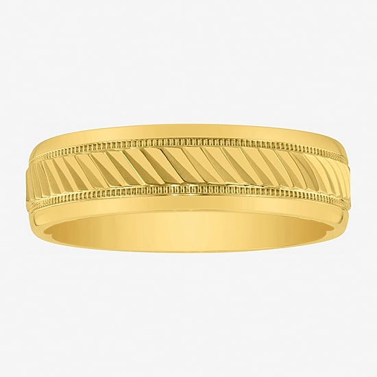 Mens 6MM 14K Gold Over Silver Wedding Band