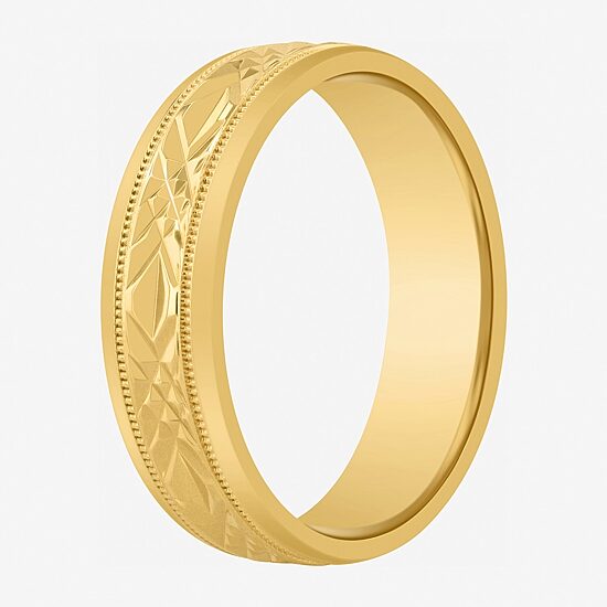 Mens 6MM 14K Gold Over Silver Wedding Band