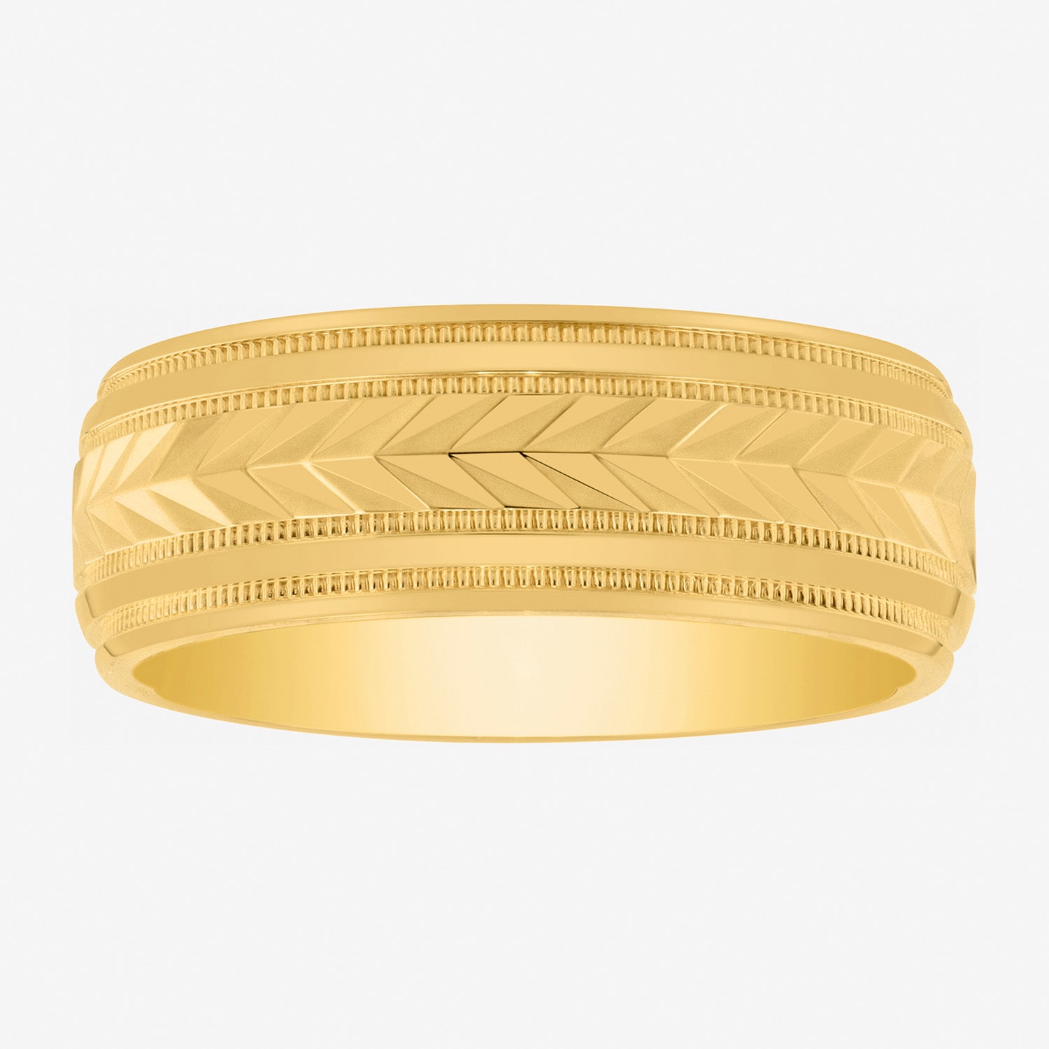 Mens 8MM 14K Gold Over Silver Wedding Band
