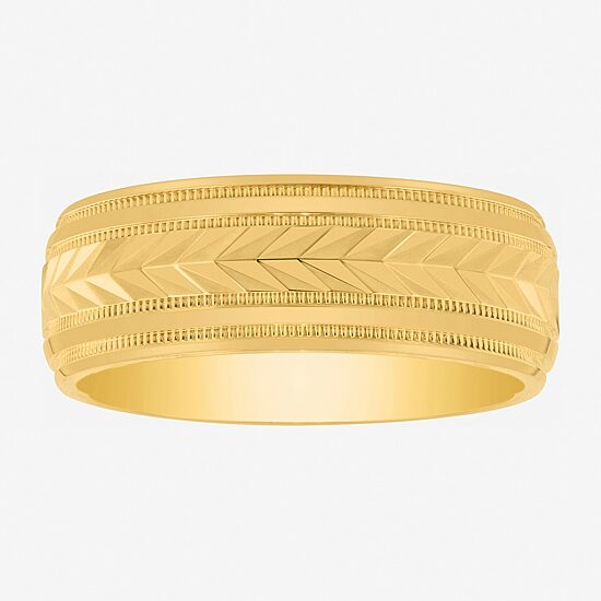 Mens 8MM 14K Gold Over Silver Wedding Band