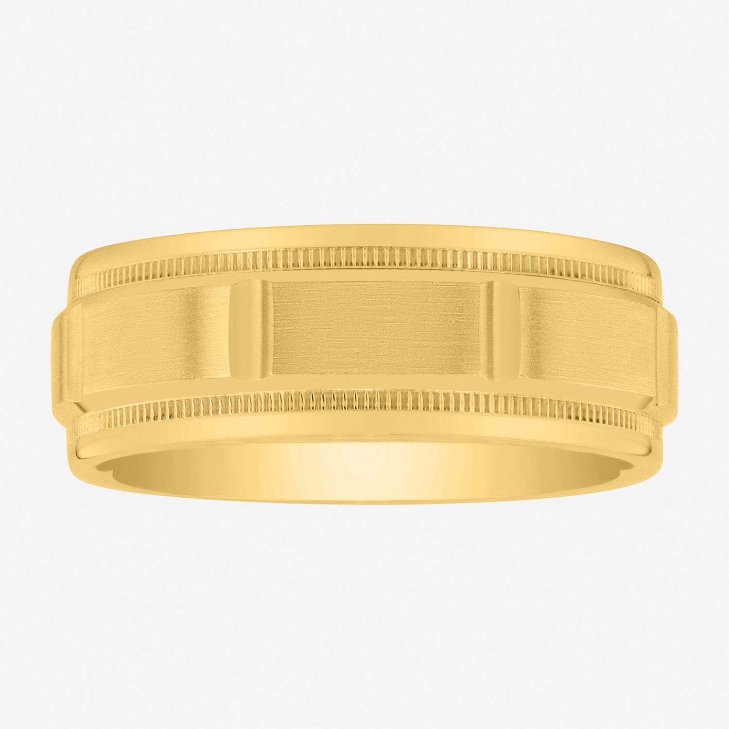 Mens 8MM 14K Gold Over Silver Wedding Band