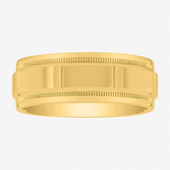 Mens 8MM 14K Gold Over Silver Wedding Band