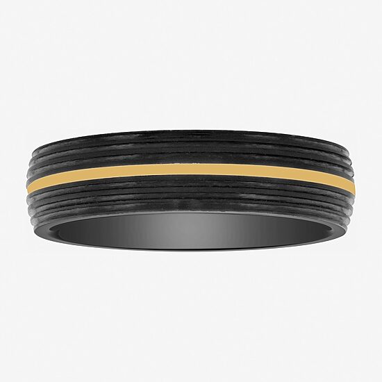 Mens 6MM 14K Gold Tungsten Wedding Band