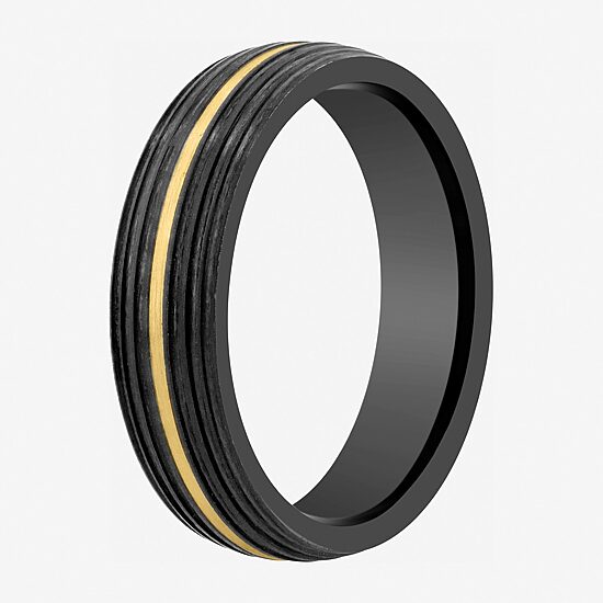 Mens 6MM 14K Gold Tungsten Wedding Band