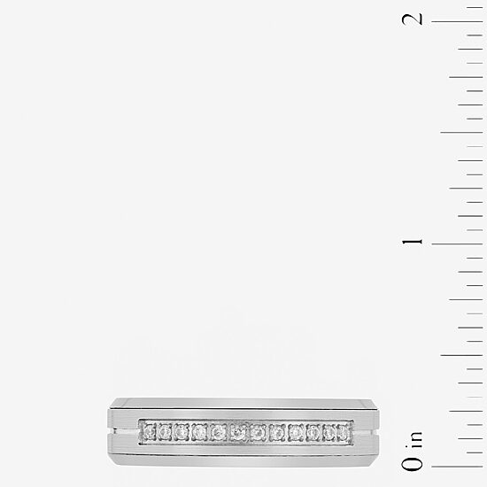Mens 6MM Natural Diamond Tungsten Wedding Band