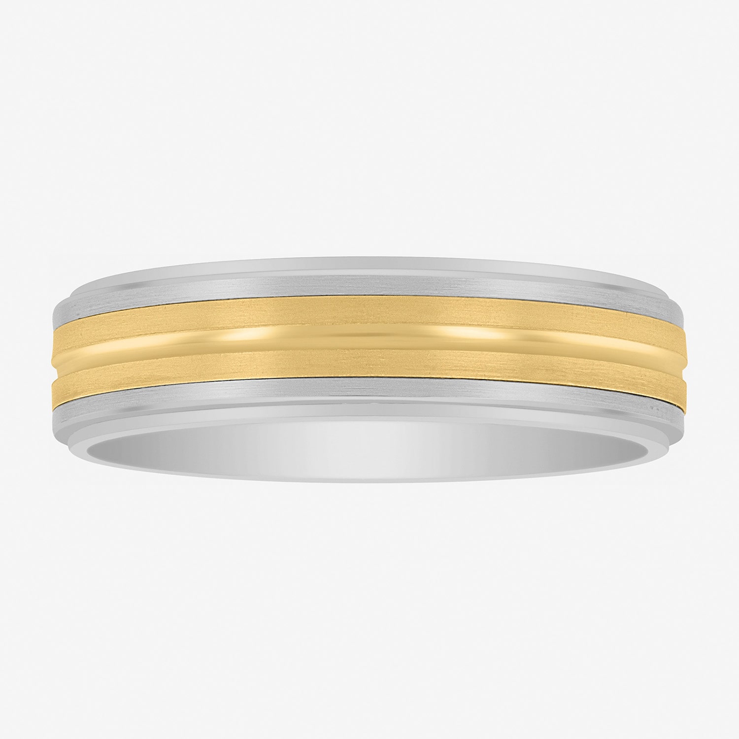 Mens 6MM Tungsten with 14K Gold Wedding Band