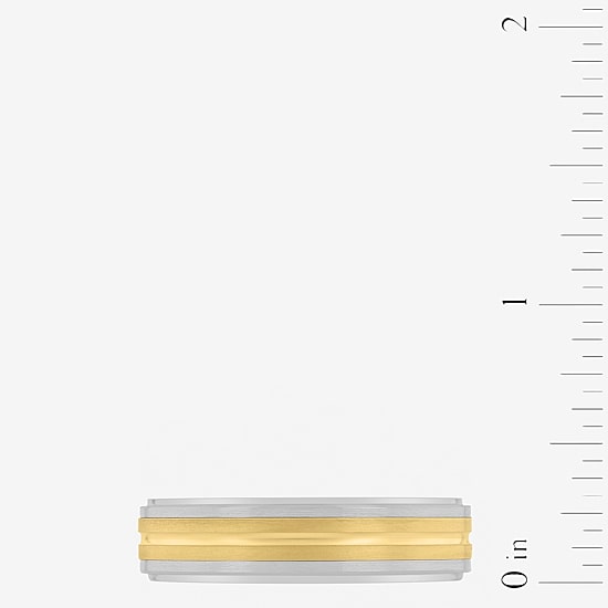 Mens 6MM Tungsten with 14K Gold Wedding Band