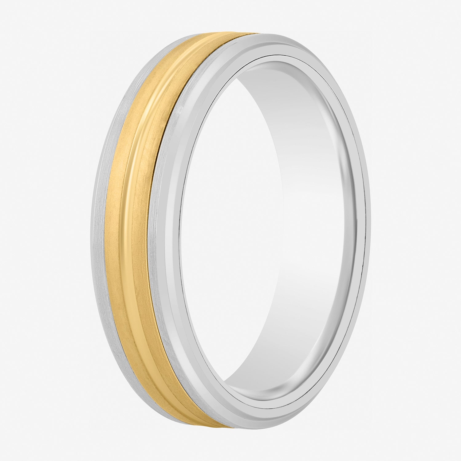Mens 6MM Tungsten with 14K Gold Wedding Band