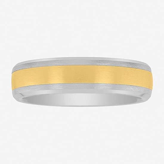 Mens 6MM Tungsten with 14K Gold Wedding Band