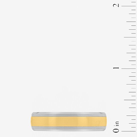 Mens 6MM Tungsten with 14K Gold Wedding Band