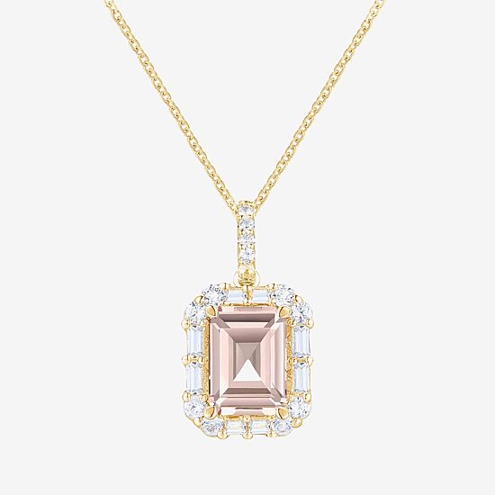 Yes, Please! Womens Lab Created Pink Sapphire 14K Gold Over Silver 18 Inch Pendant Necklace