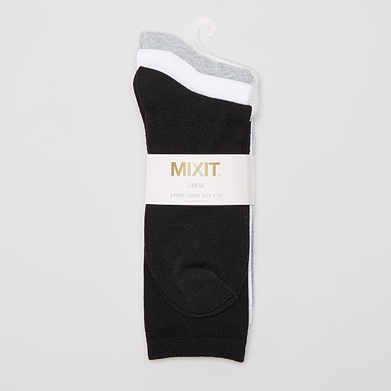 Mixit Everyday Essential Womens 3 Pair Crew Socks