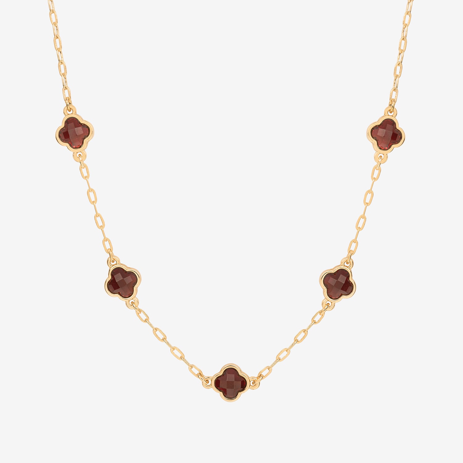 Bijoux Bar Delicates Gold Tone Womens Red 16 Inch Collar Necklace