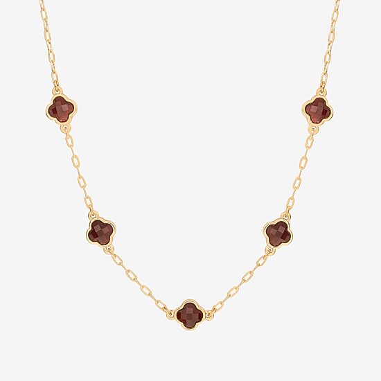Bijoux Bar Delicates Gold Tone Womens Red 16 Inch Collar Necklace