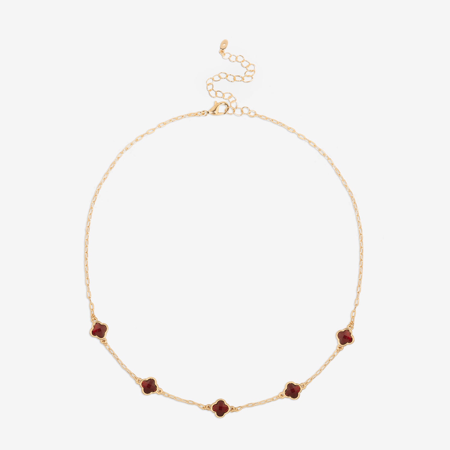 Bijoux Bar Delicates Gold Tone Womens Red 16 Inch Collar Necklace