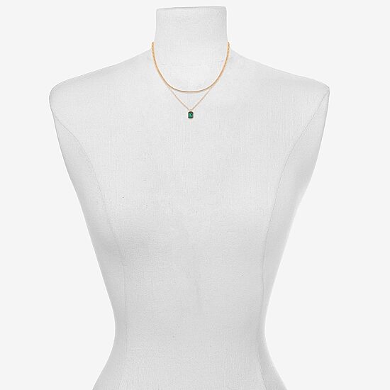 Bijoux Bar Delicates Gold Tone Womens Green Glass Stainless Steel 16 Inch Strand Necklace
