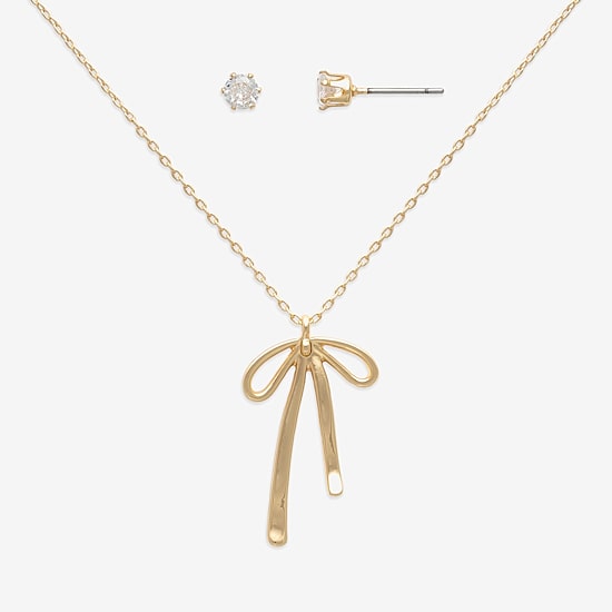 Mixit Womens Cubic Zirconia Bow Hypoallergenic 2-pc. Jewelry Set