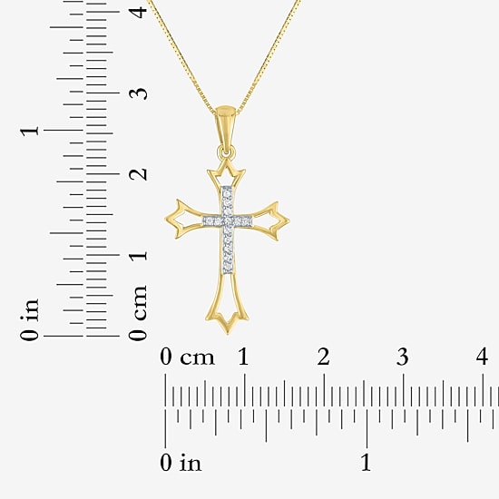 Cross (G-H, Si2-I1) Womens Diamond Accent Lab Grown White Diamond Accent 10K Gold Cross 18 Inch Pendant Necklace