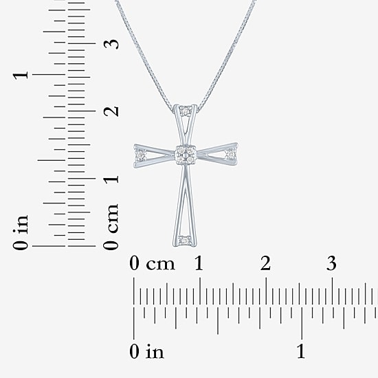 Diamond Accent Cross (G-H, Si2-I1) Womens Diamond Accent Lab Grown White Diamond Accent 10K Gold Cross Pendant